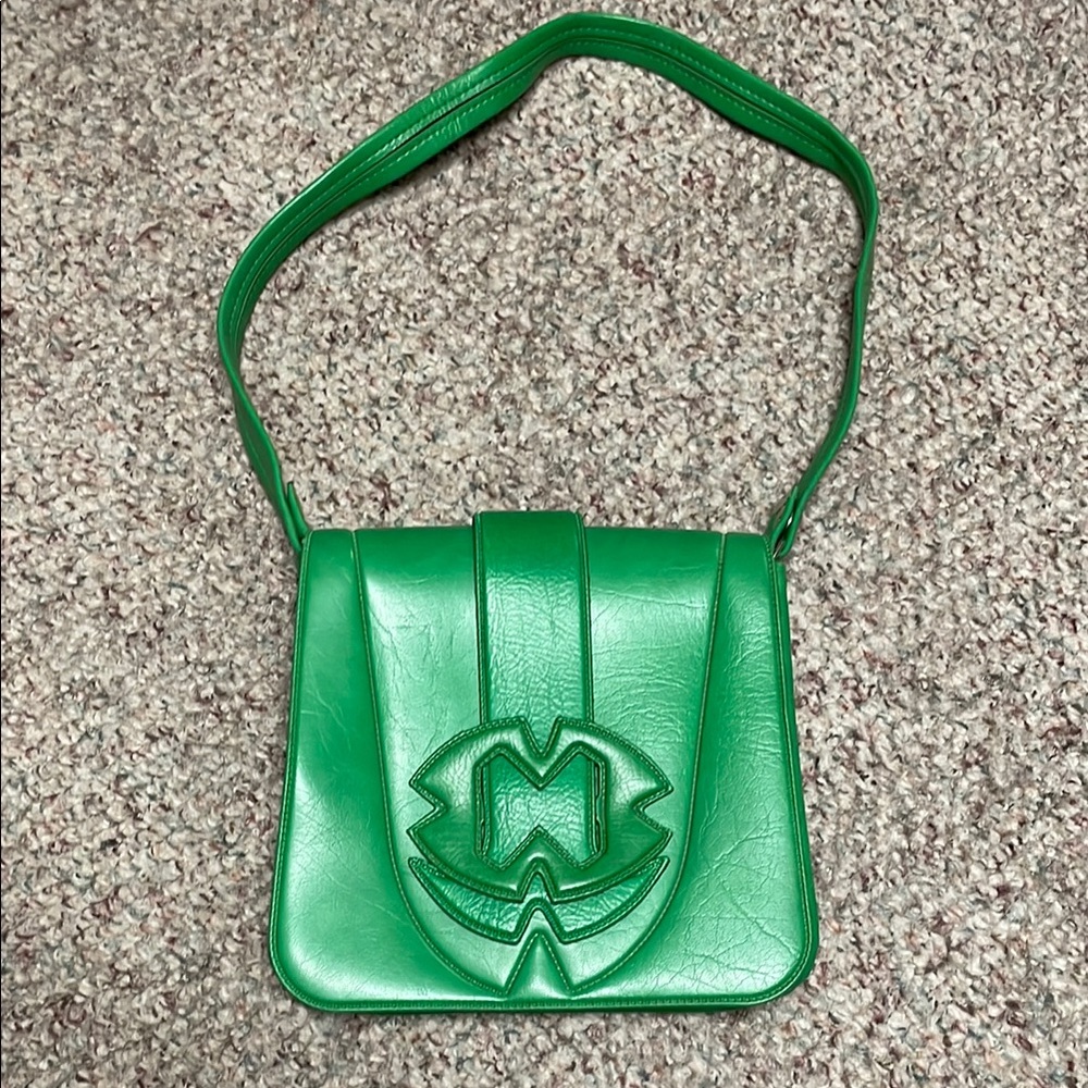 Vintage 60s Green Leather Shoulder Bag - Picture 1 of 12